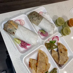 Al Pastor/Asada Burrito, Chorizo/Asada Mulita