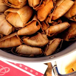 a pot full of tamales