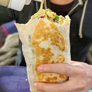 Burrito Fajita with tasty hot salsa.