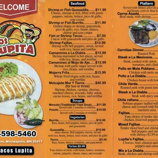 Front of the menu.