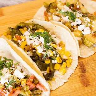 Vegetarian Tacos with handmade tortillas