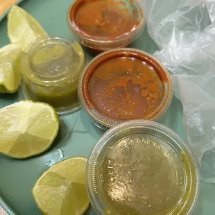Red and green salsa