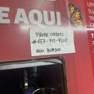 New phone number for phone orders - text/call