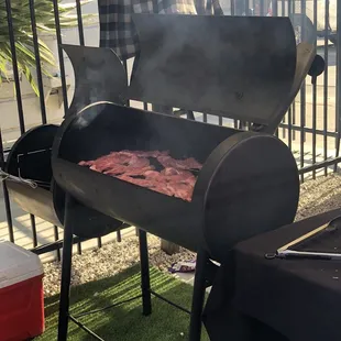 Carna asada grilled on site.