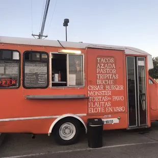 an orange food truck