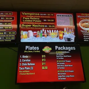 menus and prices for mexican food