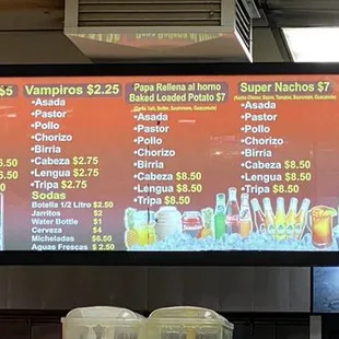 Menu as of 3/23/21