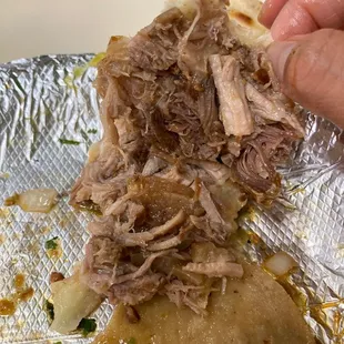 The meat content inside the quesadilla