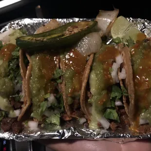 Al pastor tacos with everything!