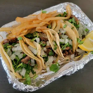 Carne Asada, great flavors! Free grill onions and jalapeños on request!