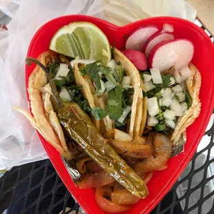 Heart shaped bowl 3 taco valentine day special!
