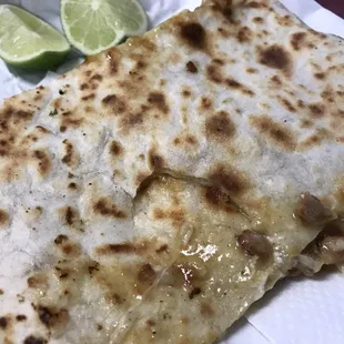 This is just a piece of a giant chicken quesadilla