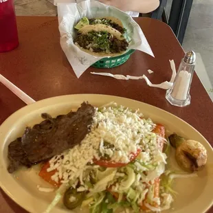 Enchiladas, carna asada and Asada tacos.