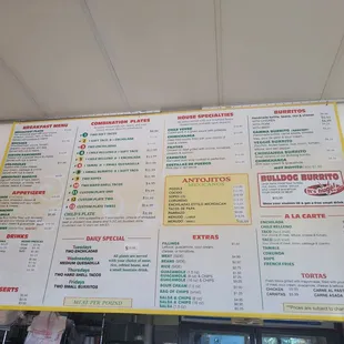 Menu (as of 01/11/2024)