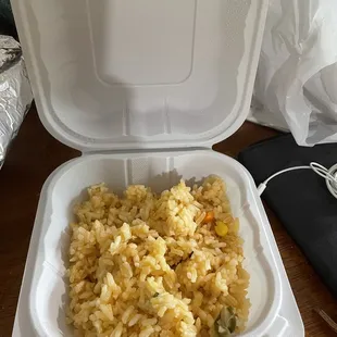 Half empty box of &quot;side of rice &quot; for 4.50