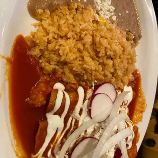 Enchiladas in red sauce