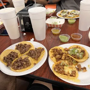 Carne Asada and Al Pastor tacos.