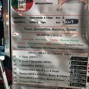 menu