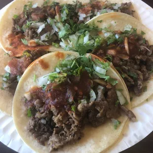 Five asada tacos