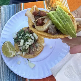 1) Super taco Asada. 2) Asada Taco