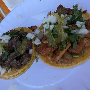 1) al Pastor Taco 2) Asada Taco