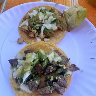 1) Chicken Taco 2) Asada Taco