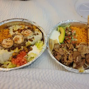 Burrito Loco (left) and carnitas (right)