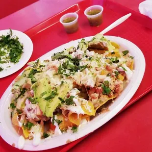 Nachos,  and I was able to substitute for avocado instead of guacamole since I cant rat spicy food they were very accommodating