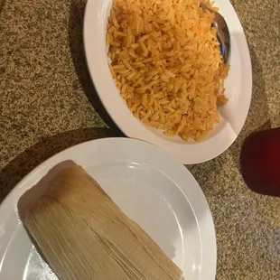 Tamale and rice