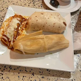 1 Burrito, 1 Enchilada and 1 Tamale