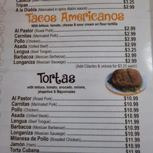 a menu for a mexican restaurant