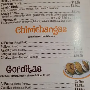 a menu for a mexican restaurant