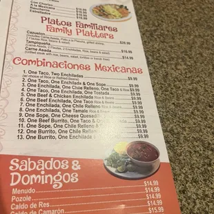 menu