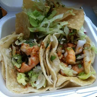 Shrimp tacos, yum