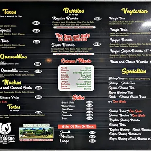 The 2022 menu. Prices have gone up a little.
