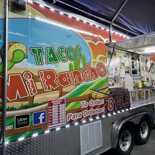 a food truck at night