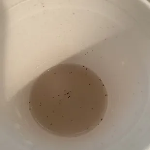 a white cup filled with liquid