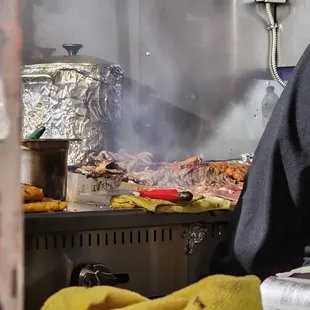 After you order, you see this beautiful sight! Meats that never touch a tub. From the grill and straight to the tortilla they go!