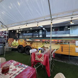 Inside tent seating!