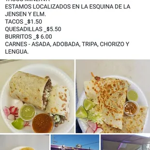 a selection of tacoss and quesadillas