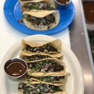 Barbacoa, Asada, and Buche Tacos