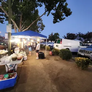 Wide shot of the sidewalk