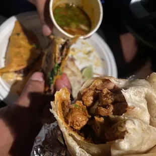 Super burrito de pastor and birra tacos