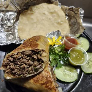Burrito &amp; side of homemade tortillas