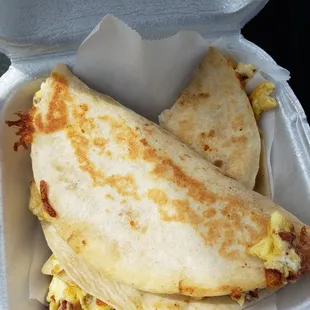 Delicious, HEFTY breakfast tacos.
