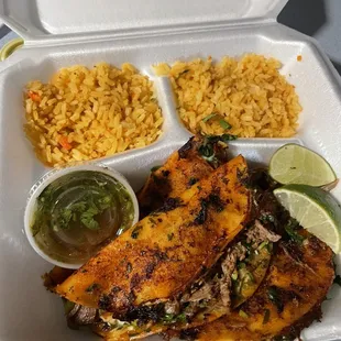 Birra tacos with double rice