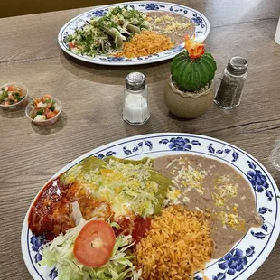 Enchiladas and Tacos plates (and cute table decor)