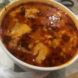 Pozole with menudo taste. Just different for me but still good flavor. Just to skimpy on the meat and corn but plenty of broth