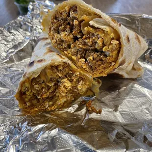 Chorizo and Egg breakfast burrito!