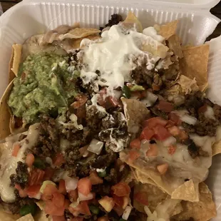 Loaded nachos with ground beef